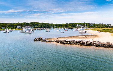 Aerial view of oak bluffs harbor