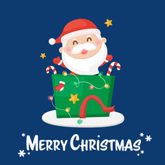 Christmas card with cartoon character, Merry Christmas template.