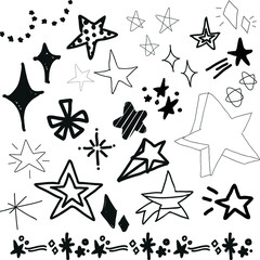 Vector hand drawn stars clipart glitters