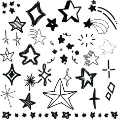 Vector hand drawn shooting stars glitter clipart