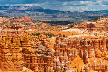 Landscape of the Bryce Canyon along the Canyon trail hike inside Bryce Canyon national park, Utah State, United States of America (USA).