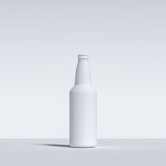 Abstract Image of White Painted Beer Bottle, Isolated Against White. Created in 3d Software. 3D Render.