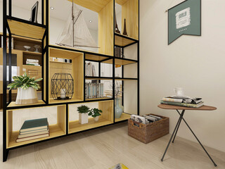 spacious living room design of modern residence, with sofa, tea table, decorative painting, etc