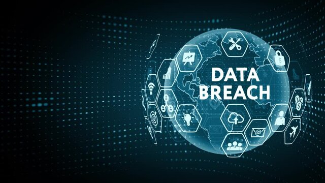 Business, Technology, Internet and network concept. Virtual button labeled: Data breach