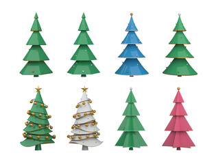 Colorful Christmas tree 3d rendering.