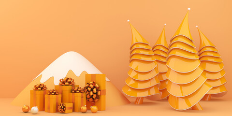 Merry Christmas and Happy new year 3d rendering.