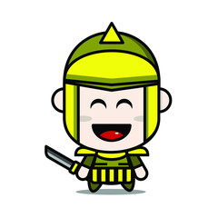 vector of cute soldier laughing after war