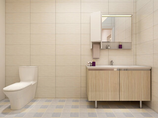 modern residential clean bathroom design, with washbasins, mirrors, toilets, shower equipment and bathtubs