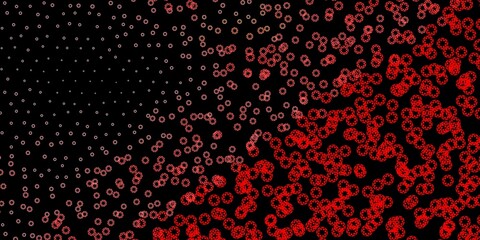 Dark red vector background with bubbles.