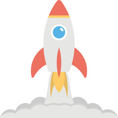 
Flat vector icon design of a space rocket, launching business concept
