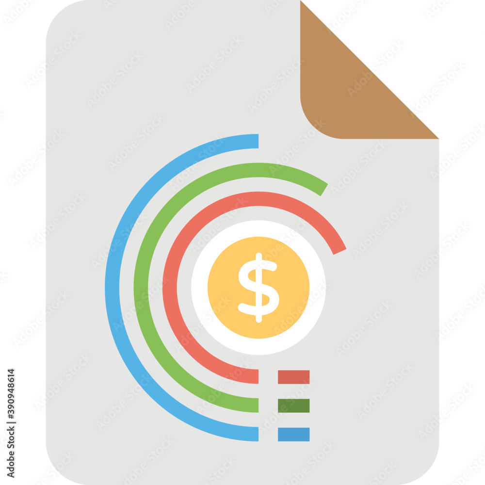 Poster financial accounting, business report and business graph analysis flat vector icon