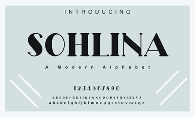 Sohlina font. Elegant alphabet letters font and number. Classic Copper Lettering Minimal Fashion Designs. Typography fonts regular uppercase and lowercase. vector illustration