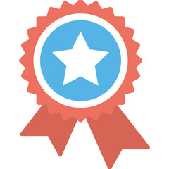 
One star gold medal in blue colored hanging ribbon 
