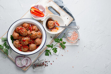 Homemade meatballs with tomato sauce