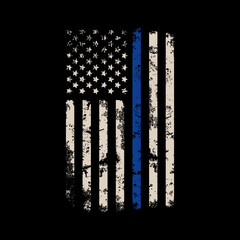 Thin blue line american flag vector design