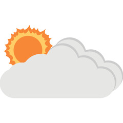 

Sun behind clouds, sunny cloudy weather flat design icon
