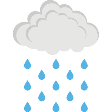 
Rain cloud with raindrops, rain cloud flat design icon
