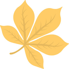 
A yellow colored autumn leaf or maple, flat vector icon 
