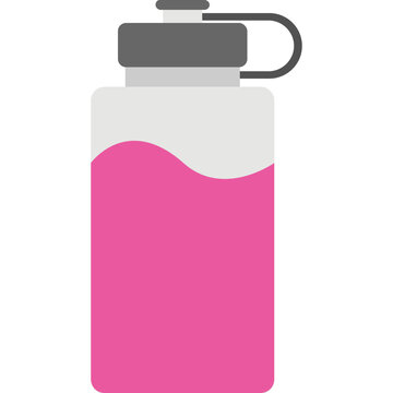 
A plastic bottle half filled with liquid, flat vector icon 
