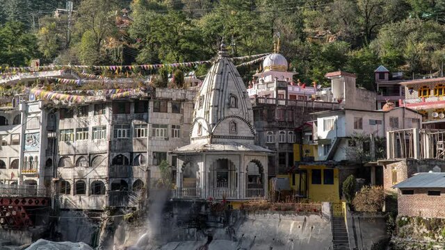 Gurudwara MANIKARAN Sahib Iron Bridge. Hyperlapse 4k