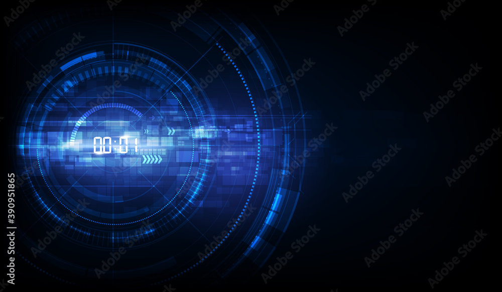 Poster abstract futuristic technology background with digital number timer concept and countdown, vector tr