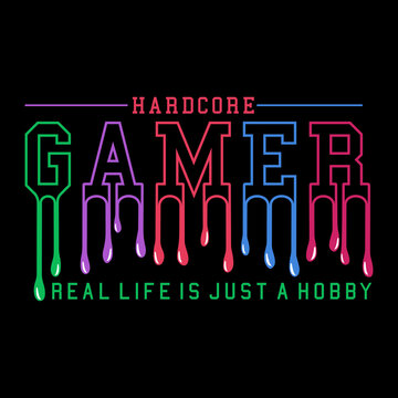 Life is a game hardcore gamer color green cream Vector Image