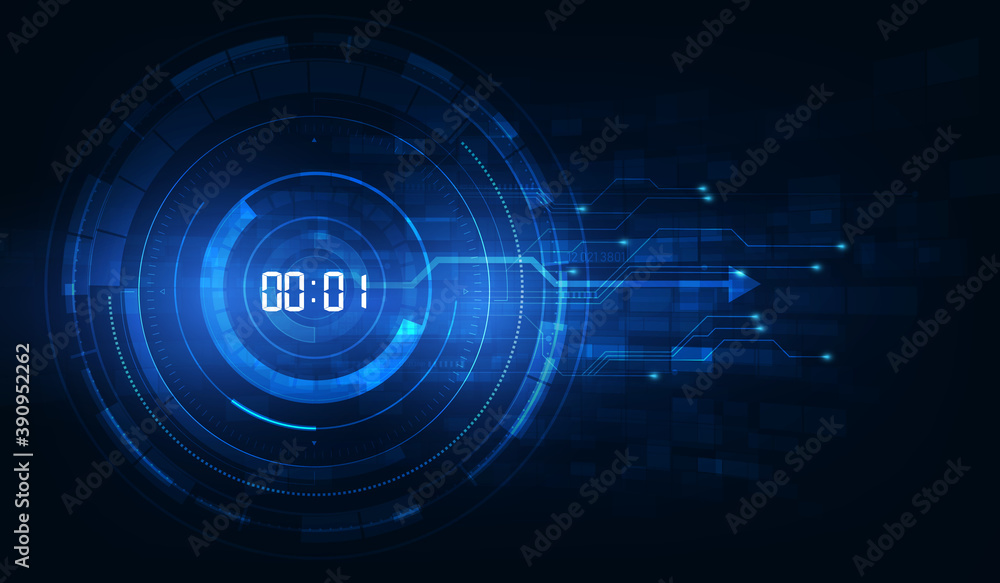 Poster abstract futuristic technology background with digital number timer concept and countdown, vector tr