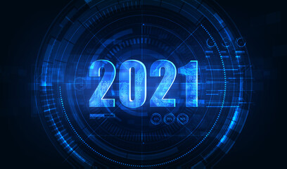 Modern futuristic technology template for 2021. New year 2021 in style HUD,GUI, UX. Futuristic background for your design.