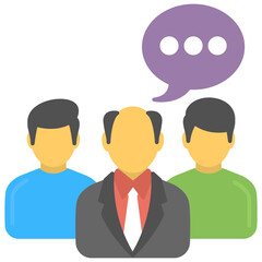 
Three people with gear sign and message bubbles symbolising team collaboration
