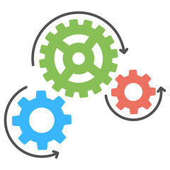 

A hand holding cogwheels symbolising integration flat icon
