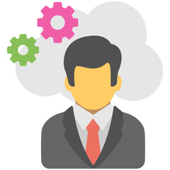 
Flat vector design icon of cloud network administrator. Cloud computing administrator 
