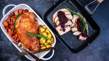 Roasted Turkey Meal With Garnishes