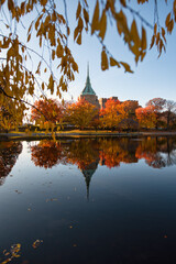 Wade oval lagoon in university circle by the art museum in cleveland ohio