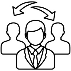 

Task delegation, management leadership flat icon
