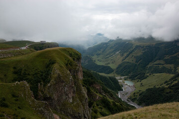 view of green mountains and gorge