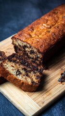 Chocolate chips banana bread slice