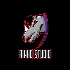 rhino vector mascot logo design with modern illustration concept style for printing badges, emblems and t-shirts. angry rhino illustration for sports and esports team.