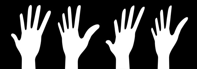 White hands up set. Vector perspective illustration.