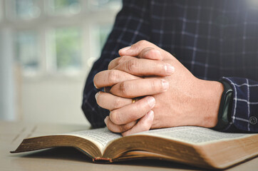 A man is praying to God through his words.