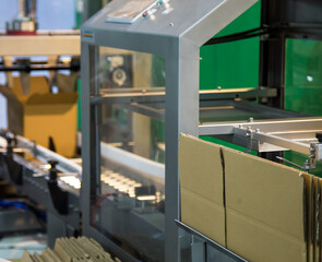 Obraz na płótnie Canvas Process of carton forming machine in production line