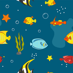 Fototapeta premium Seamless Pattern with underwater concept