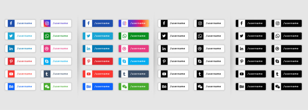 set of social media icons web lower third banners template