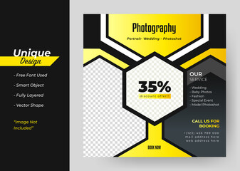 The Digital Photography Concept Social Media banner Template. Abstract Design.