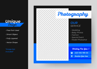 The Digital Photography Concept Social Media banner Template. Abstract Design.