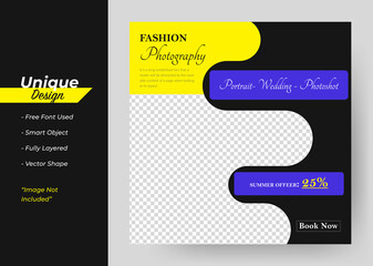 The Digital Photography Concept Social Media banner Template. Abstract Design.