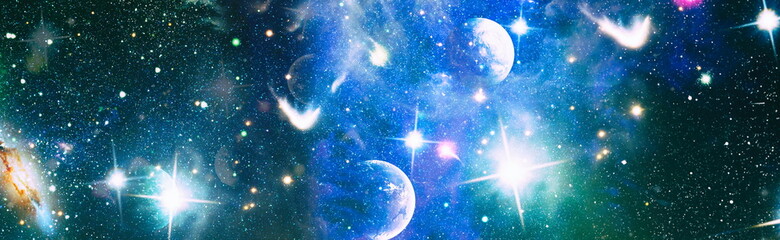 Panorama. Beautiful sky background. Template banner , Elements furnished by NASA .