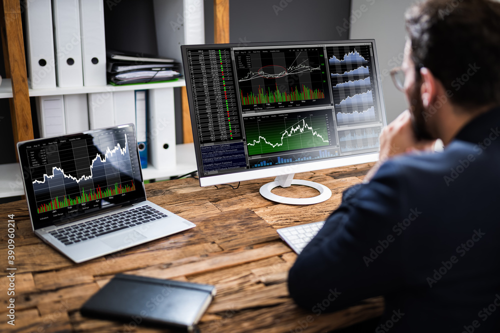 Aufkleber Stock Exchange Business Analyst Using Computer