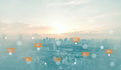 Social media, social network background concept. People use social media and shopping to...