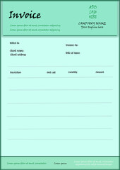 Green pastel invoice design
