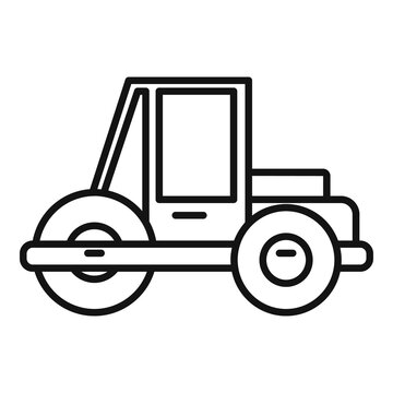 Construction road roller icon. Outline construction road roller vector icon for web design isolated on white background